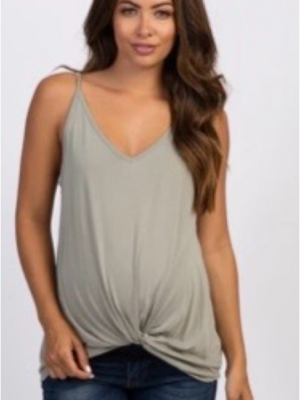 Pinkblush Women's Twist-Front V-Neck Tank Top - Light Green Sage